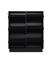 Streamdale Furniture Modern Narrow Shoe Cabinet - Cream & Black