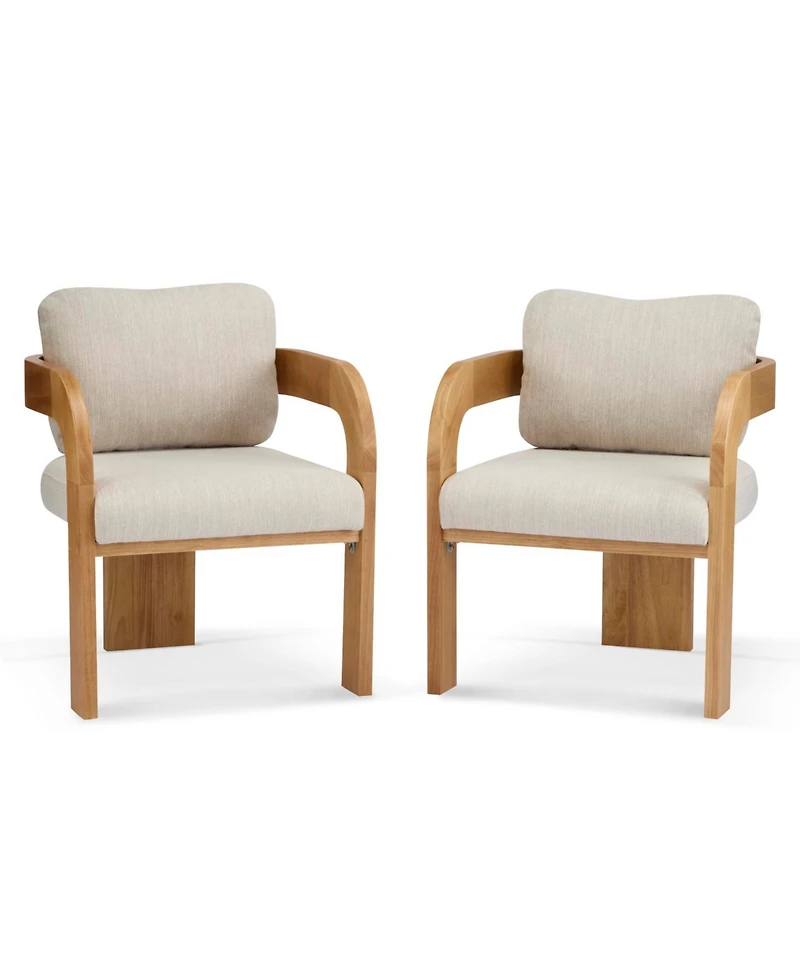 Streamdale Beige Fabric Dining Chairs with Pillow Back - 2 Pack