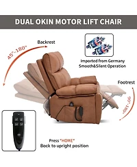 Streamdale Furniture Orange Leatheraire Power Lift Recliner w/ Heat & Massage