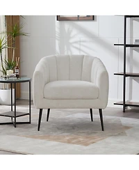 Streamdale Furniture Chenille Barrel Accent Chair - Ivory
