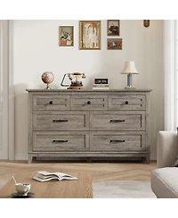 gaomon 7-Drawer Bedroom Dresser, 54" Wide Chest with Freestanding Storage, Wooden Closet Organizer for Living Room, Bedroom, Entryway