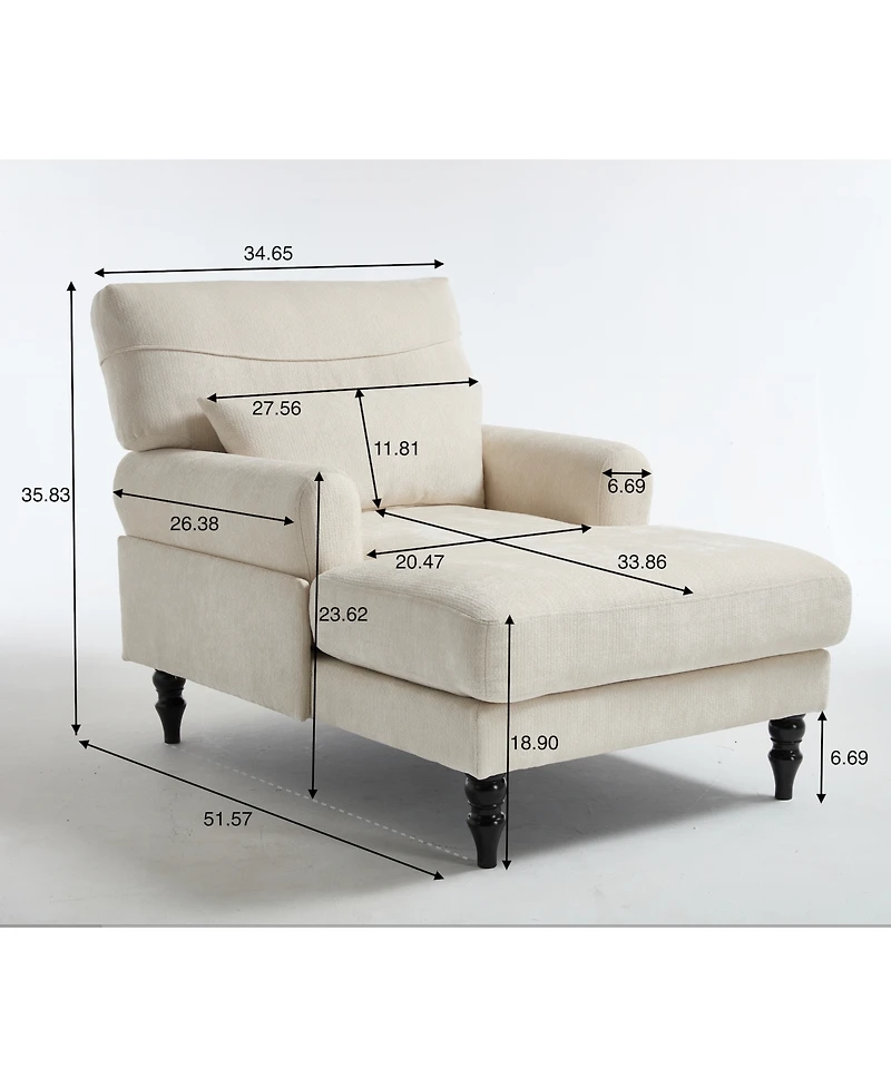 Streamdale Furniture Modern Chaise Lounge Sofa Recliner