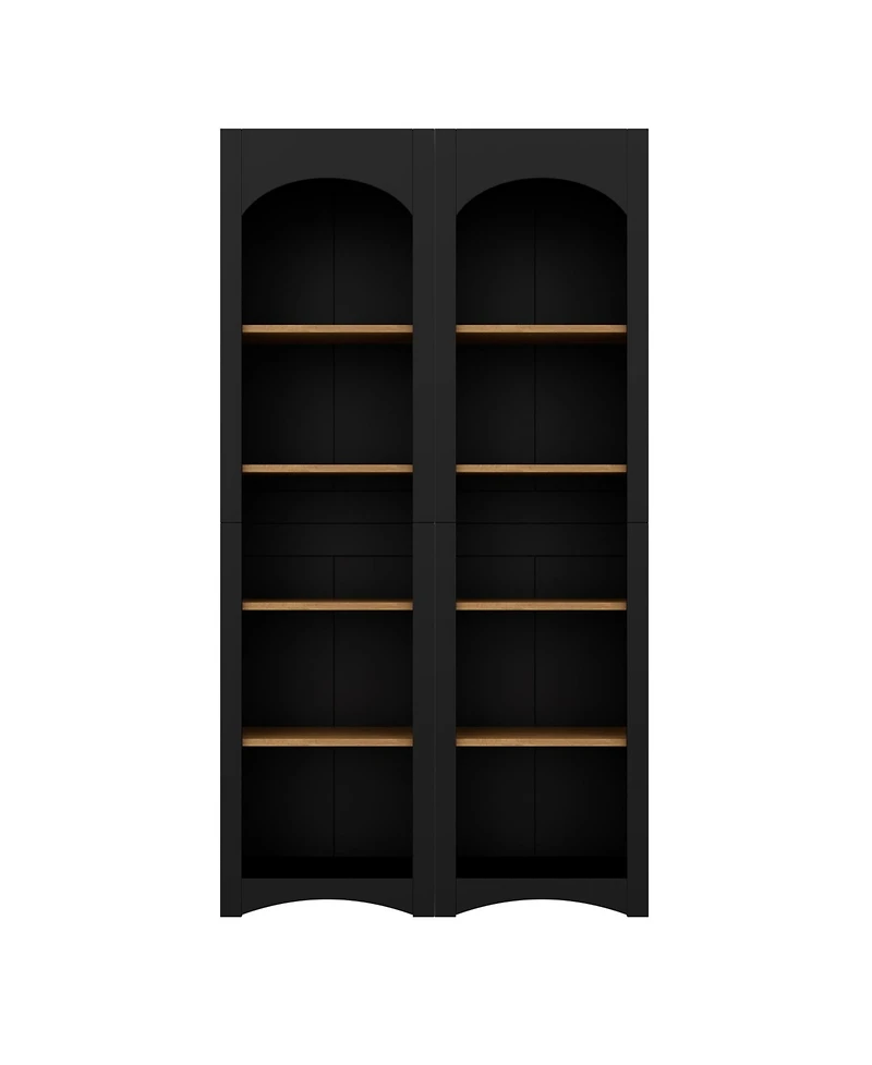 Streamdale Furniture 5-Tier Bookshelves (Set of 2), Two-Tone Cabinet, 72"H Pantry - Black