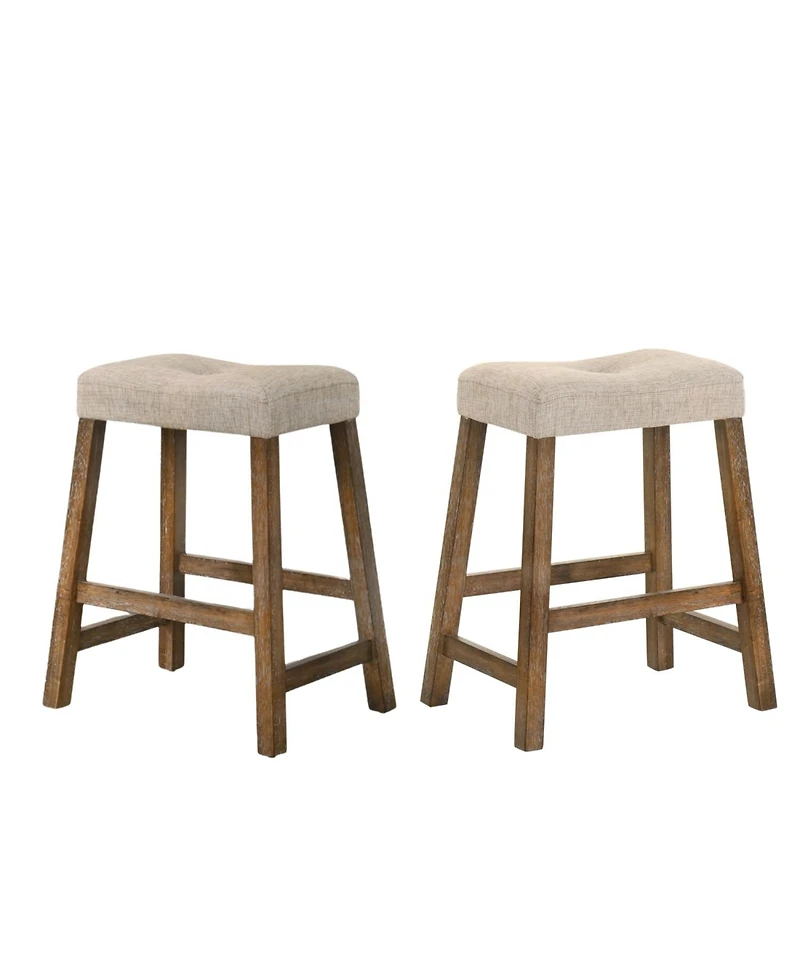 Streamdale Furniture Rustic Backless Counter Stool Set of 2 - 25" Farmhouse Barstools