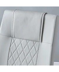 Streamdale Furniture Faux Leather Cushioned Dining/Living Room Chairs, Metal Legs, Set of 6 (Light Gray)