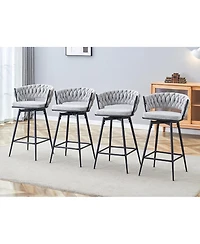 Streamdale Furniture Rotating Linen Bar Stools - Beige & Black (Set of 4)