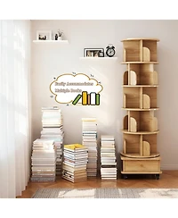 Streamdale Furniture Rotating Bookshelf with Wheels & Drawer