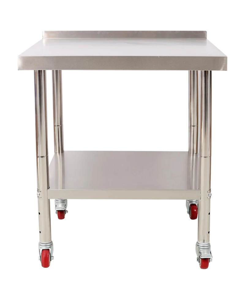 Streamdale Furniture Stainless Steel Prep Table 30x24, Backsplash, Casters