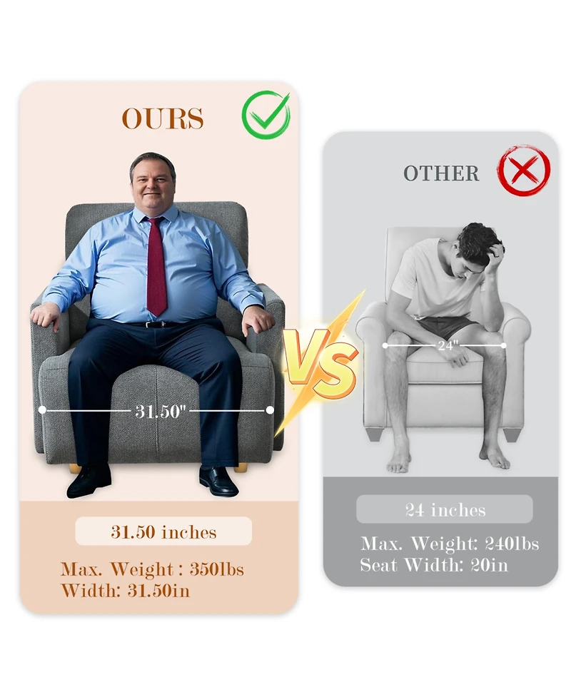 Streamdale Furniture Oversized Accent Chair w/ Ottoman - Modern Lounge & Reading Chair (Dark Gray)