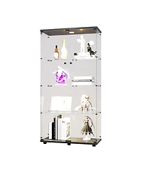 Streamdale Furniture Led Glass Display Cabinet with 4 Shelves, 64.7"x31.7"x14.3")