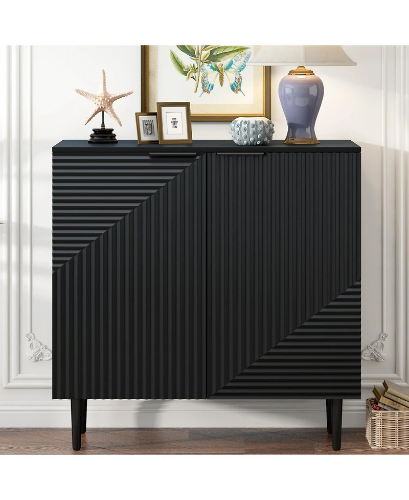 Streamdale Furniture Mira Modern Side Cabinet with Adjustable Shelves, Geometric Design