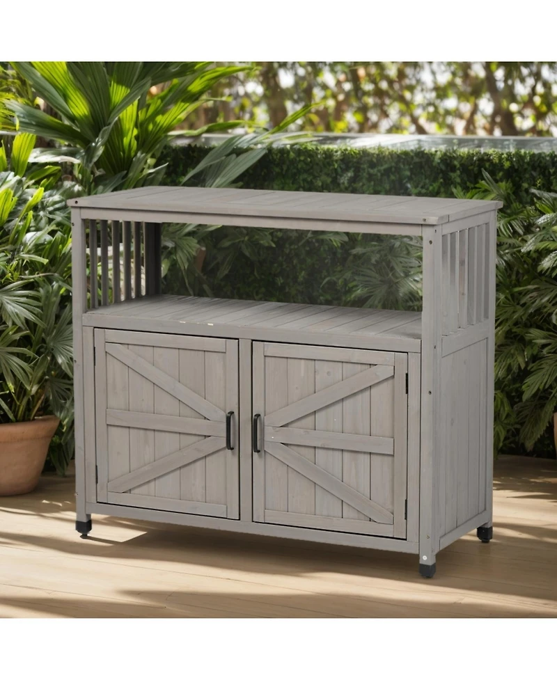 Streamdale Furniture Wooden Patio Bar Table Set with Storage