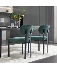 Streamdale Furniture Boucle Dining Chairs Set of 2 Black Metal Legs
