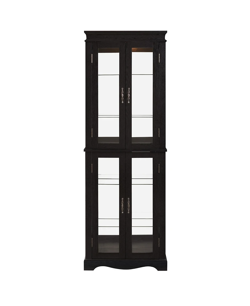 Streamdale Furniture Lighted Glass Curio Cabinet - Black