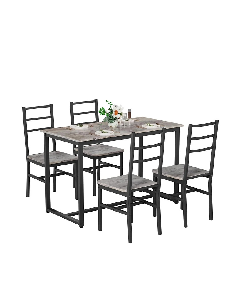 Streamdale Farmhouse Dining Table Set with 4 Chairs
