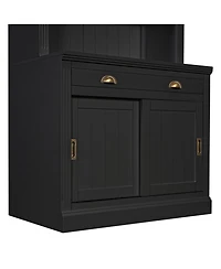 Streamdale Furniture 83.4" Bookshelf w/ Sliding Doors, Modern Bookcase, Black