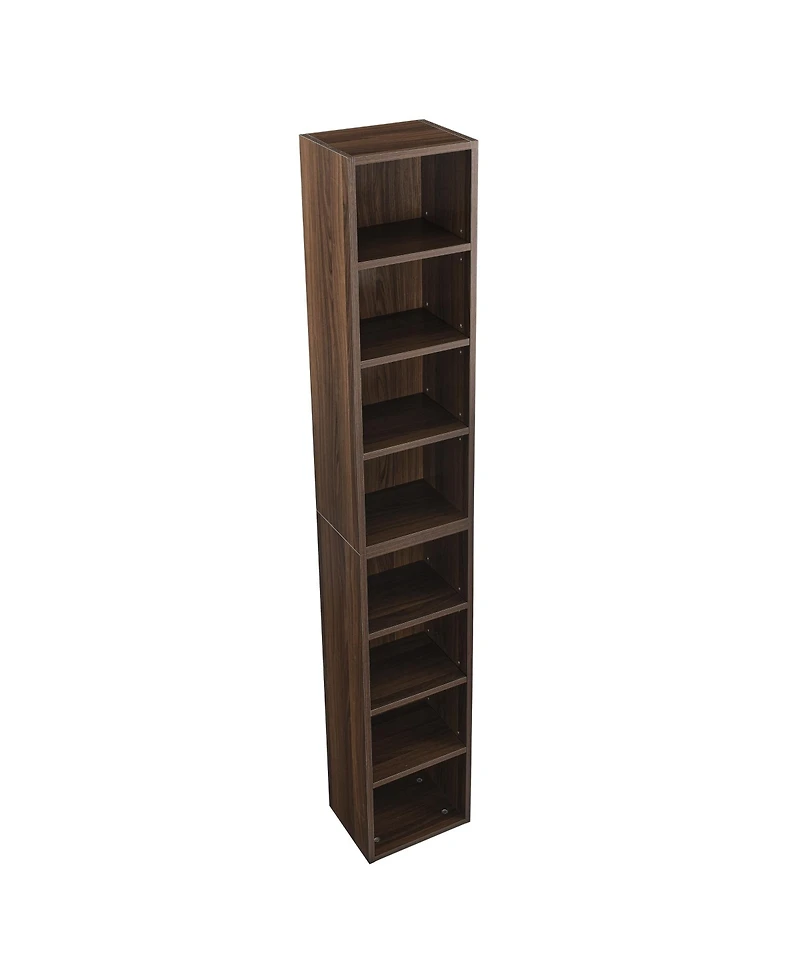 Streamdale Furniture 8-Tier Media Tower Rack, Adjustable Shelves, Tall Bookcase