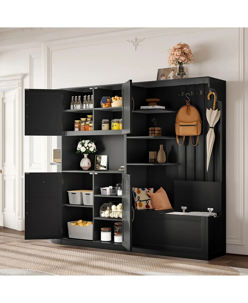 Streamdale Furniture Hall Cabinet with Storage & Hooks