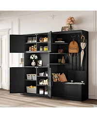 Streamdale Furniture Hall Cabinet with Storage & Hooks