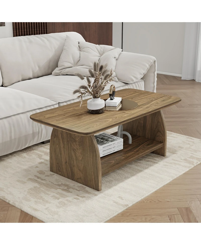 Streamdale Furniture 47" Modern Double-Layer Coffee Table with Storage