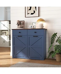 Streamdale Furniture Farmhouse Blue Double Tilt Out Trash Cabinet