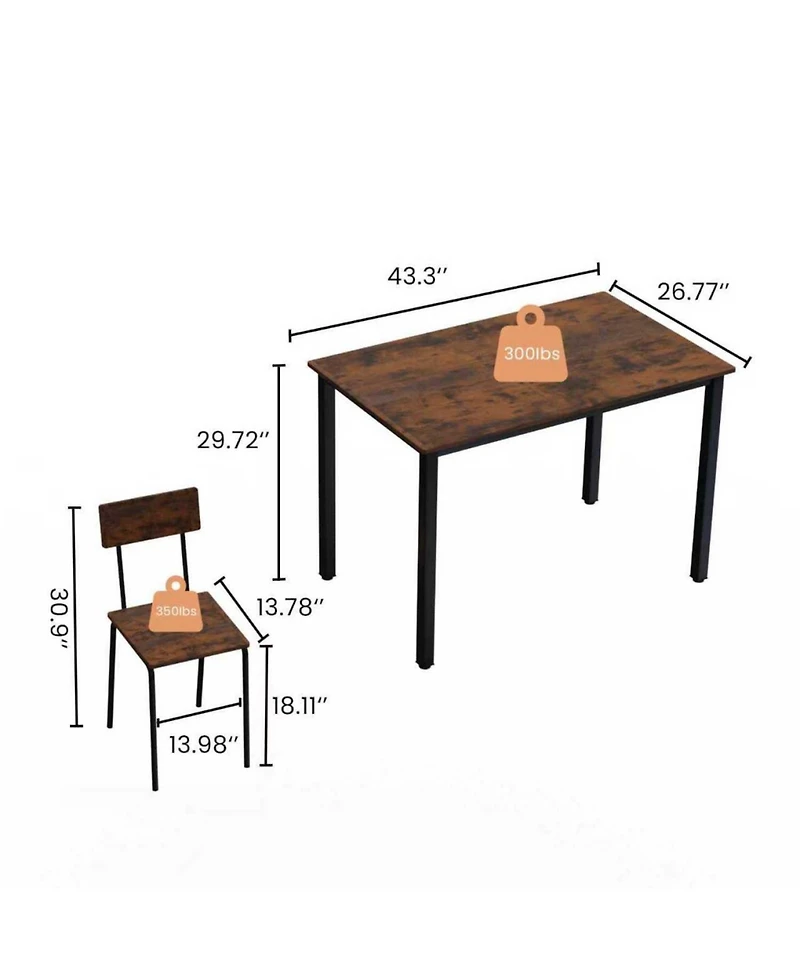 Streamdale Furniture Streamdale Metal & Wood Dining Set for 4