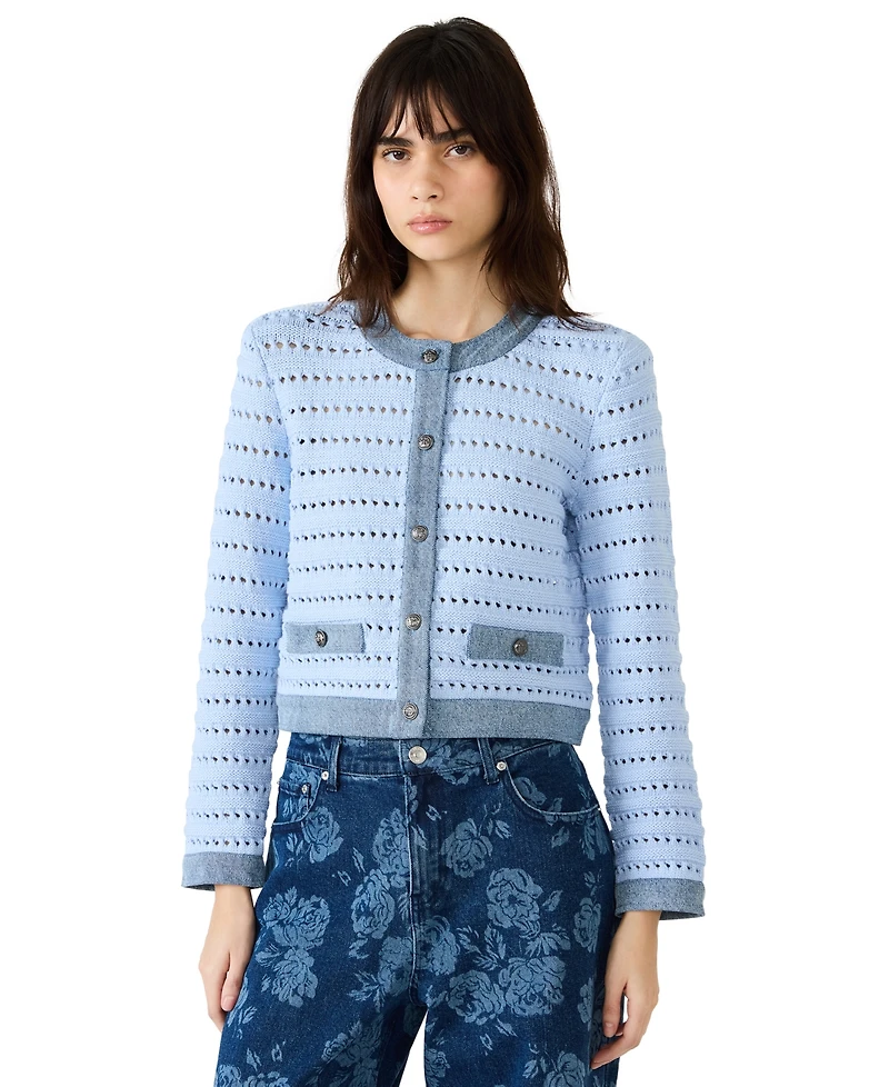 Steve Madden Women's Crewneck Cassette Cardigan Sweater