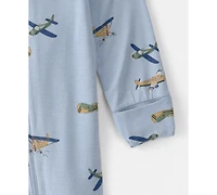 Carter's Baby Boys' Plane Print 2-Way Zip Sleep and Play Pajama