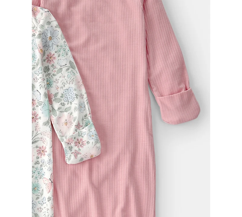 Carter's Baby Girls' Butterfly Garden Print Round Neck Sleeper Gowns, 2-Pack