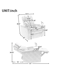 Streamdale Furniture Power Recliner with Usb Charger, Storage, Cup Holder, Bluetooth