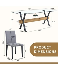 Streamdale Furniture Glass Top Table & 10 Gray Linen Chairs