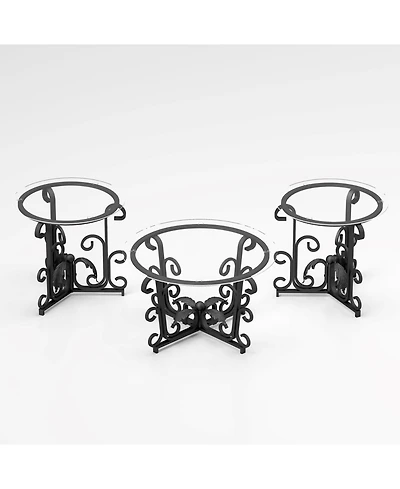 Streamdale Furniture Tempered Glass Coffee Table Set - Rustic Black