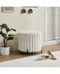 Streamdale Furniture Upholstered Round Ottoman with Metal Legs - Beige