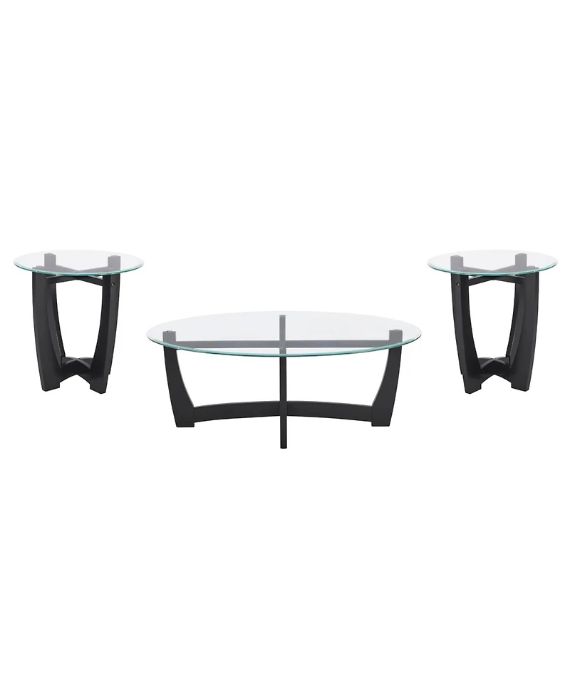 Streamdale Furniture 23.5" Round Glass Coffee Table - Black