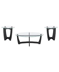 Streamdale Furniture 23.5" Round Glass Coffee Table - Black