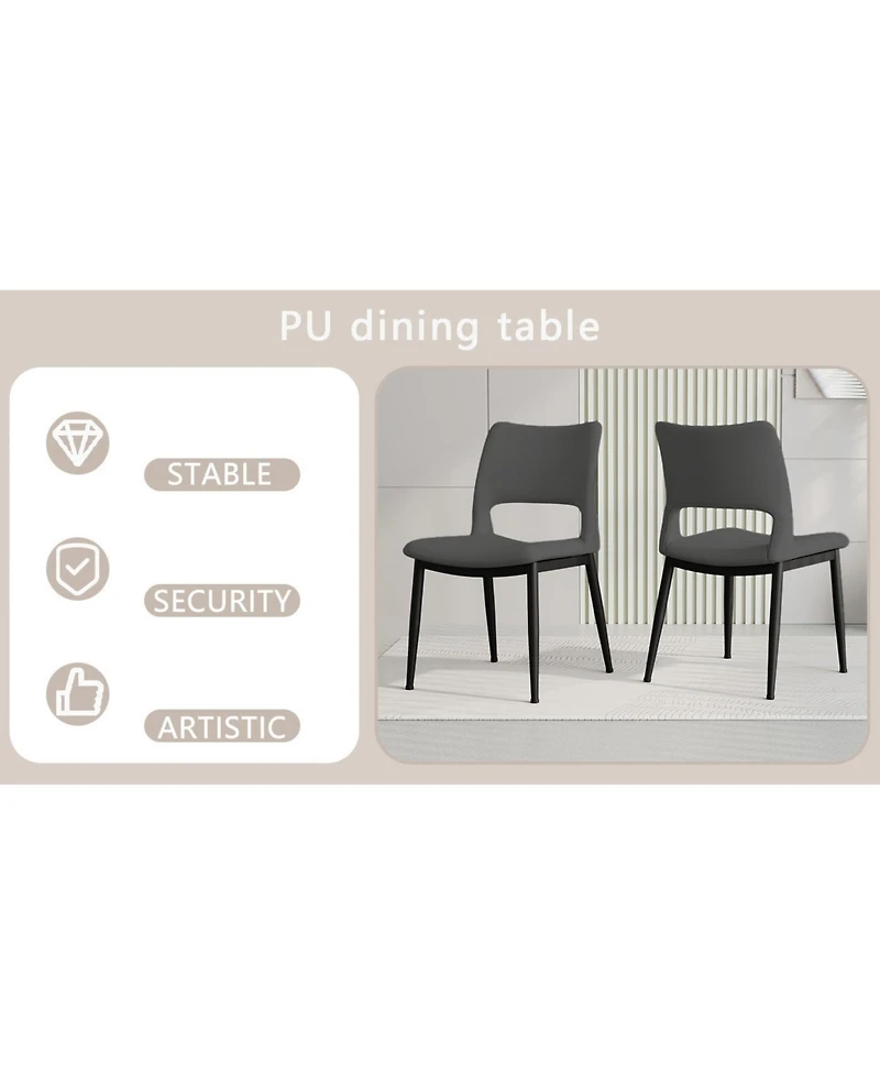 Streamdale Furniture Grey Pu Leather Dining Chairs (Set of 2)