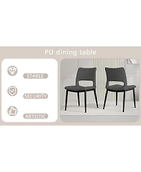 Streamdale Furniture Grey Pu Leather Dining Chairs (Set of 2)