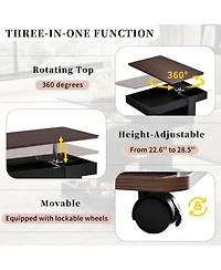 Streamdale Furniture Adjustable Lift-Top End Table with Wheels & Storage