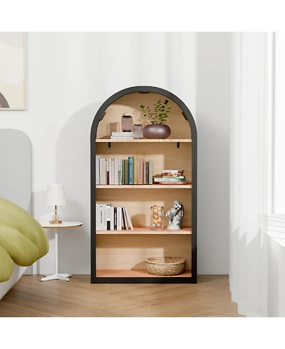 Streamdale Furniture Streamdale 4-Tier Black Arched Bookshelf, 43" Tall Arched Bookcase with Storage Shelves