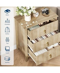 Gaomon Fluted Dresser 27.5"W, 3-Drawer Wood Chest, Modern Bedroom Storage Cabinet