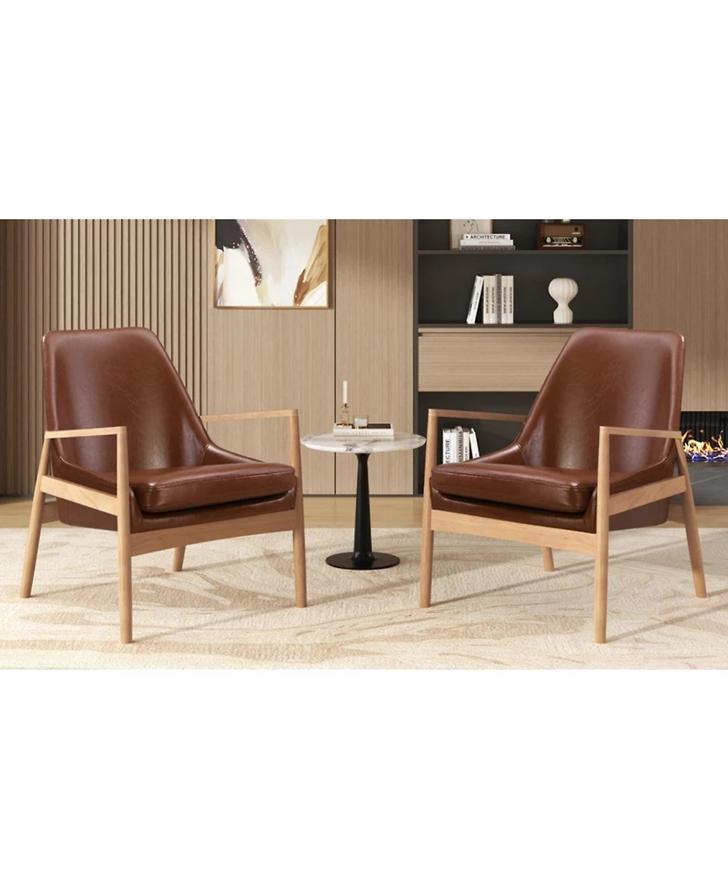 Streamdale Pu Leather Accent Chairs (Set of 2)