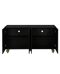 Streamdale Furniture Streamdale Black Fluted Sideboard Buffet - 4 Doors, Adjustable Shelves