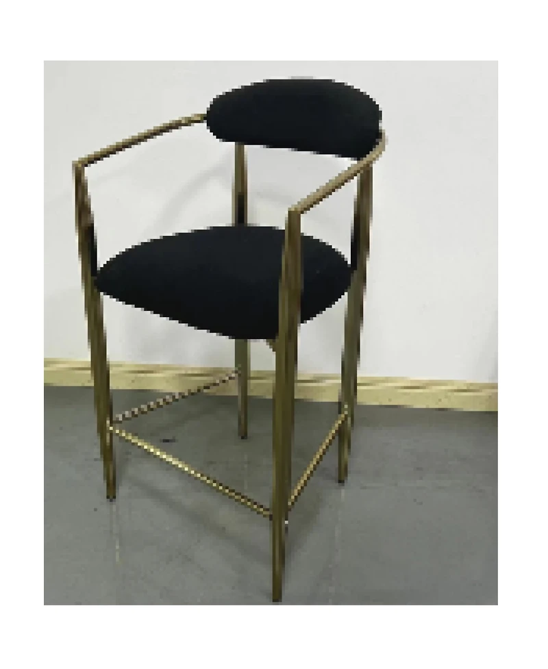 Streamdale Furniture Modern Boucle Bar Stools Set of 2 Modern Upholstered Bar Height Barstools Vintage High Island Chairs with Metal Frame/Back/Arms f