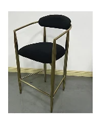 Streamdale Furniture Modern Boucle Bar Stools Set of 2 Modern Upholstered Bar Height Barstools Vintage High Island Chairs with Metal Frame/Back/Arms f