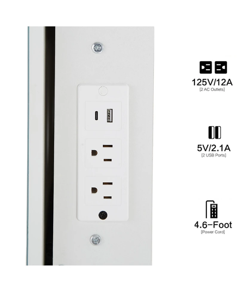 Streamdale Furniture Bedside Vanity Table with Sliding Led Mirror and Charging Station