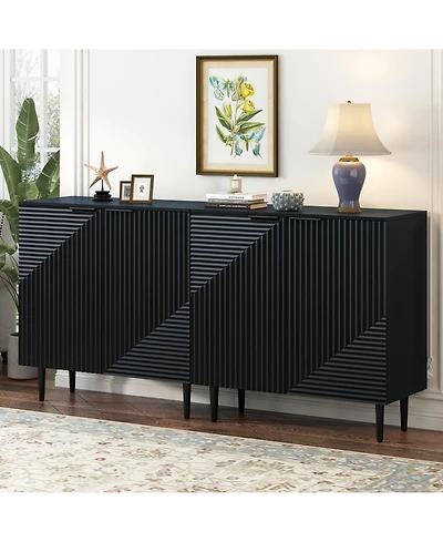 Streamdale Furniture Mira 2-Drawer Modern Side Cabinets with Adjustable Shelves and Geometric Door Design