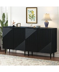 Streamdale Furniture Mira 2-Drawer Modern Side Cabinets with Adjustable Shelves and Geometric Door Design