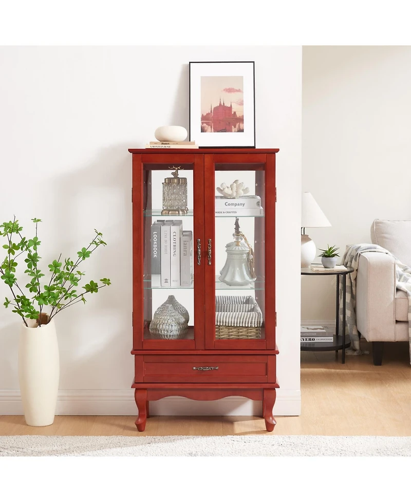 Streamdale Furniture Lighted Cherry Glass Display Cabinet