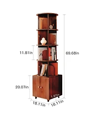 Streamdale Furniture Rotating 5-Tier Corner Bookshelf with Drawer