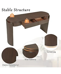 Streamdale Furniture Espresso Entryway Console Table - Fluted Design & 2 Drawers